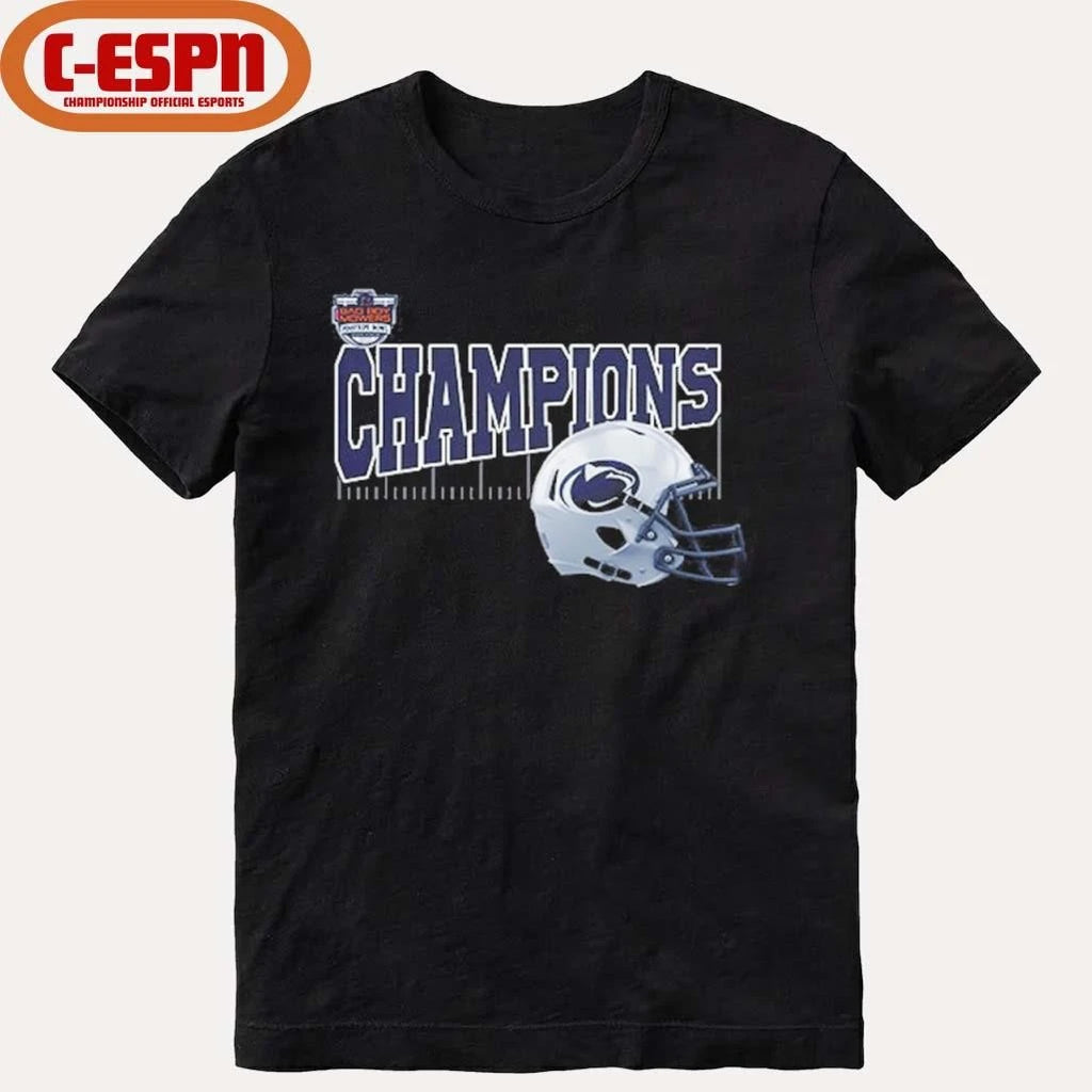 Official Penn State Nittany Lions 2025 Bad Boy Mowers Pinstripe Bowl Champions Helmet Shirt