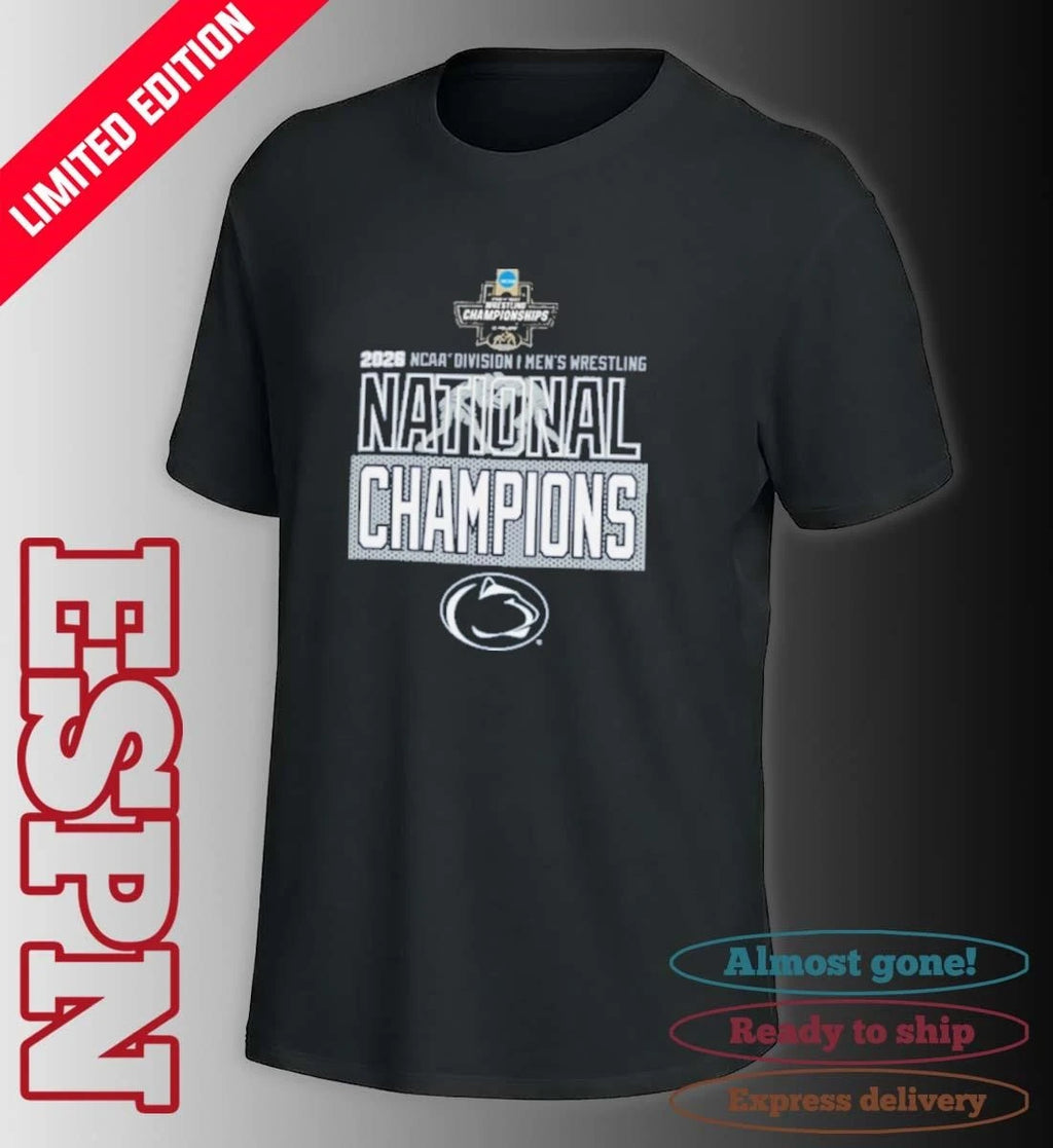 Official Penn State Nittany Lions 2026 NCAA DI Men’s Wrestling National Champions T-Shirt