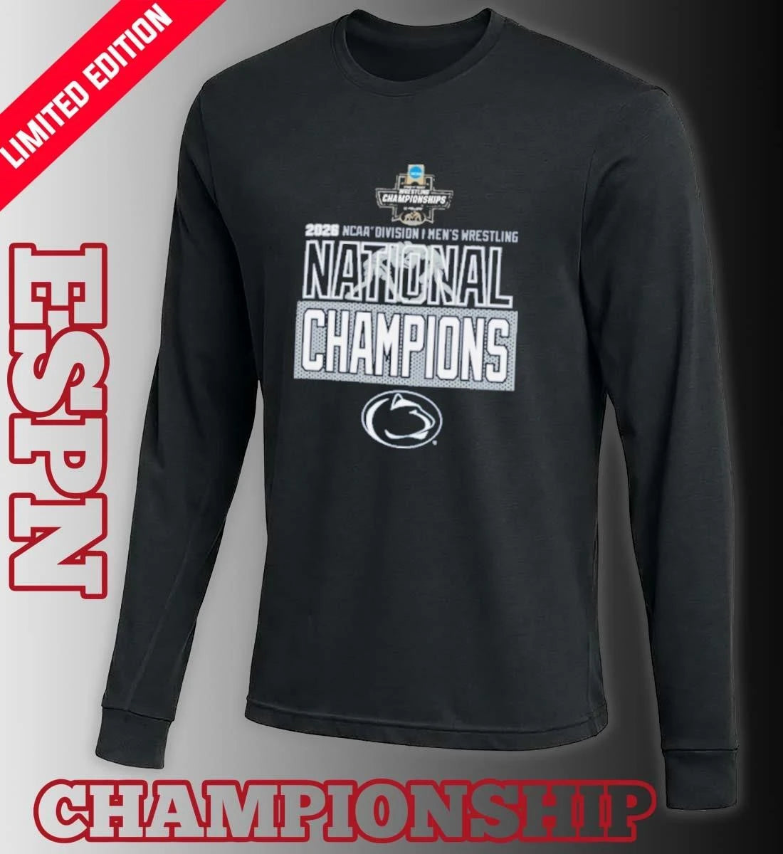 Official Penn State Nittany Lions 2026 NCAA DI Men’s Wrestling National Champions T-Shirt