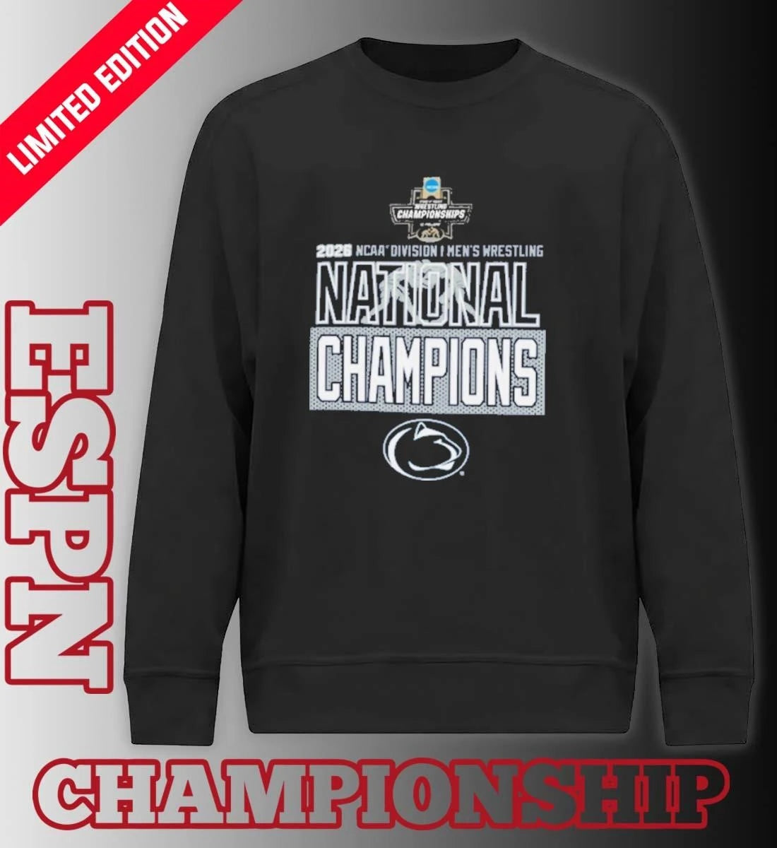 Official Penn State Nittany Lions 2026 NCAA DI Men’s Wrestling National Champions T-Shirt