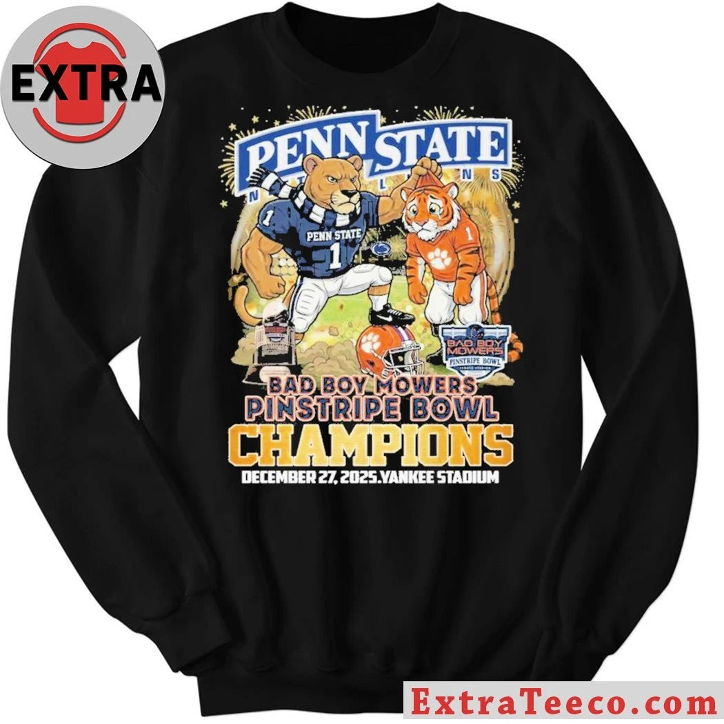 Official Penn State Nittany Lions to win Bad Boy Mowers Pinstripe Bowl in 2025 December 27, 2025 Yankee Stadium T-Shirt