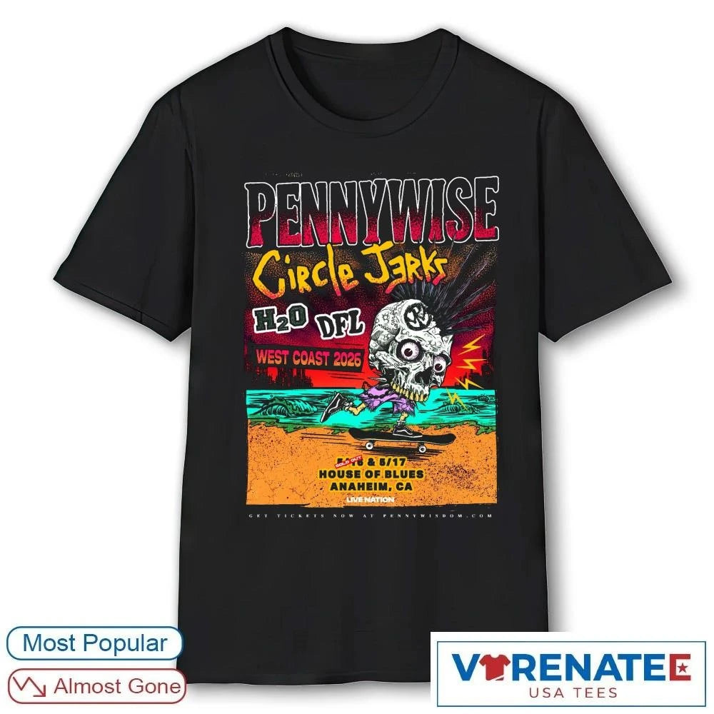 Official Pennywise West Coast 2026 House Of Blues Anaheim CA Poster shirt