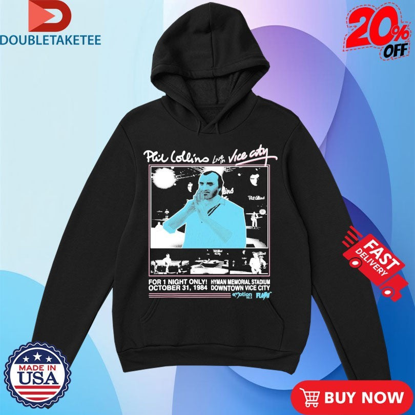 Official Phil Collins GTA Live In Vice City Hyman Memorial Stadium Downtown Vice City For 1 Night Only October 31 1984 Shirts