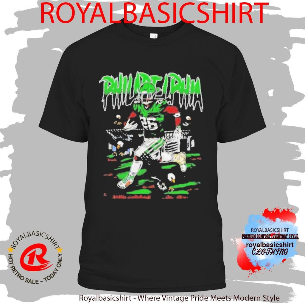 Official Philadelphia Football Player Neon Green Grunge Sports Shirt