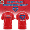 Official Philadelphia Phillies Healthcare Appreciation Night 2026 Celebrate Logo Two Sided T-shirt
