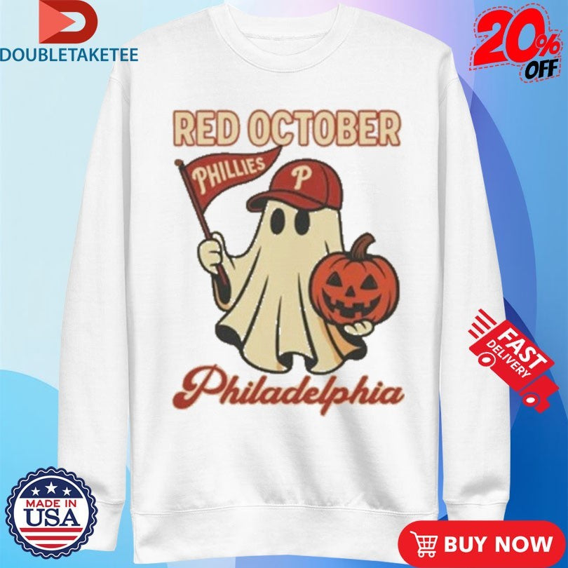 Official Philadelphia Phillies Red October 2025 Ghost Halloween Shirts