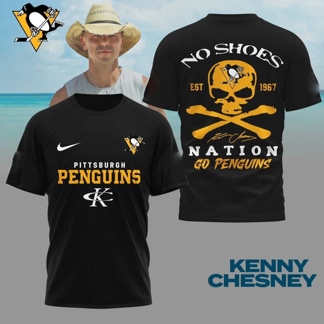 Official Pittsburgh Penguins t-shirt in collaboration with Kenny Chesney No Shoes Nation