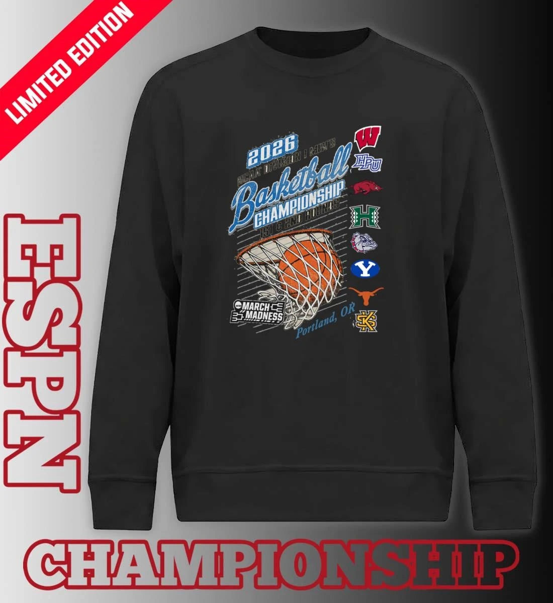 Official Portland, OR 2026 NCAA DI Men’s Basketball Championship – 1st, 2nd Rounds Shirt