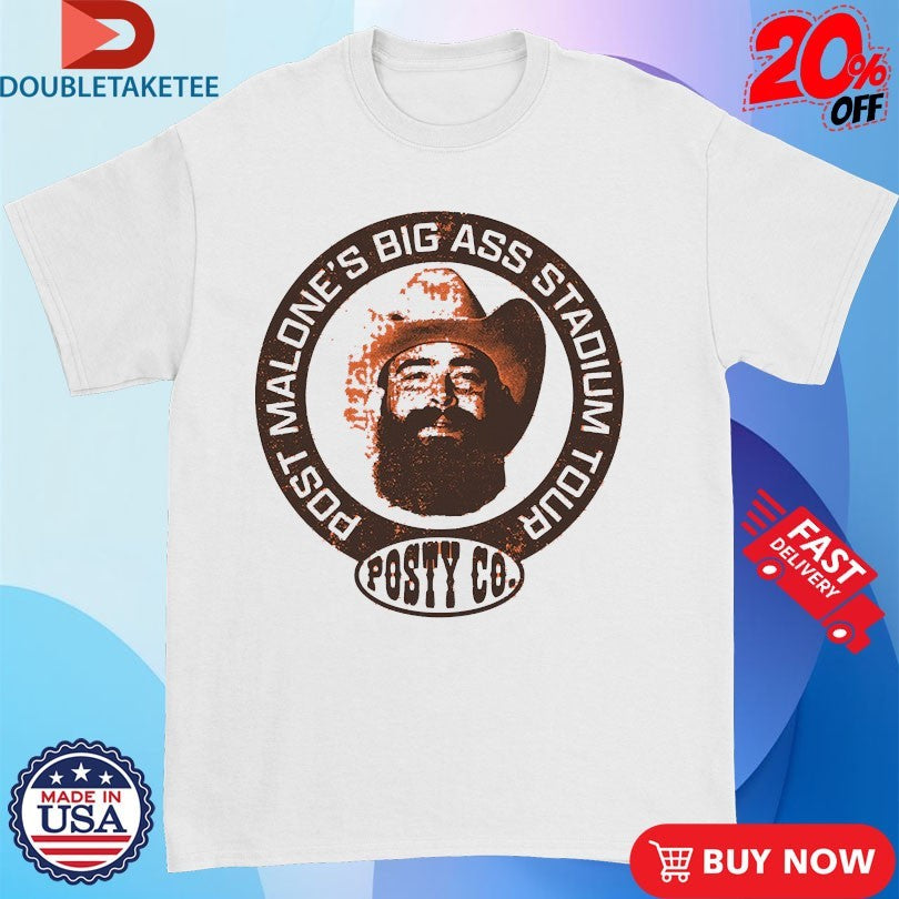 Official Post Malone Big Ass Stadium Tour 2025 Posty Co Circle Logo Face T-Shirtss