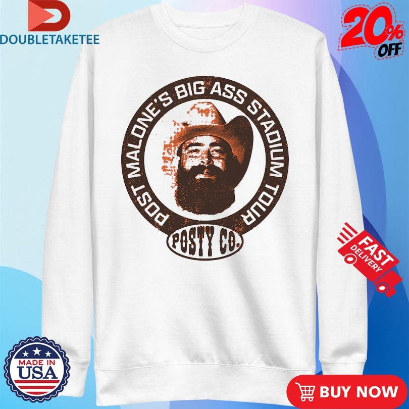 Official Post Malone Big Ass Stadium Tour 2025 Posty Co Circle Logo Face T-Shirtss