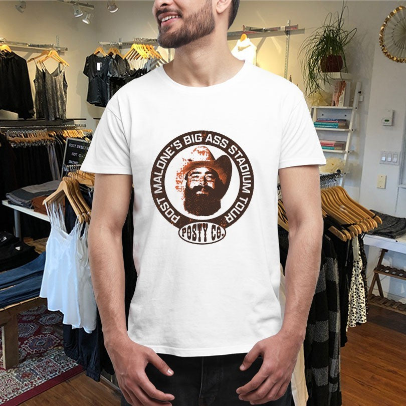 Official Post Malone Big Ass Stadium Tour 2025 Posty Co Circle Logo Face T-Shirtss