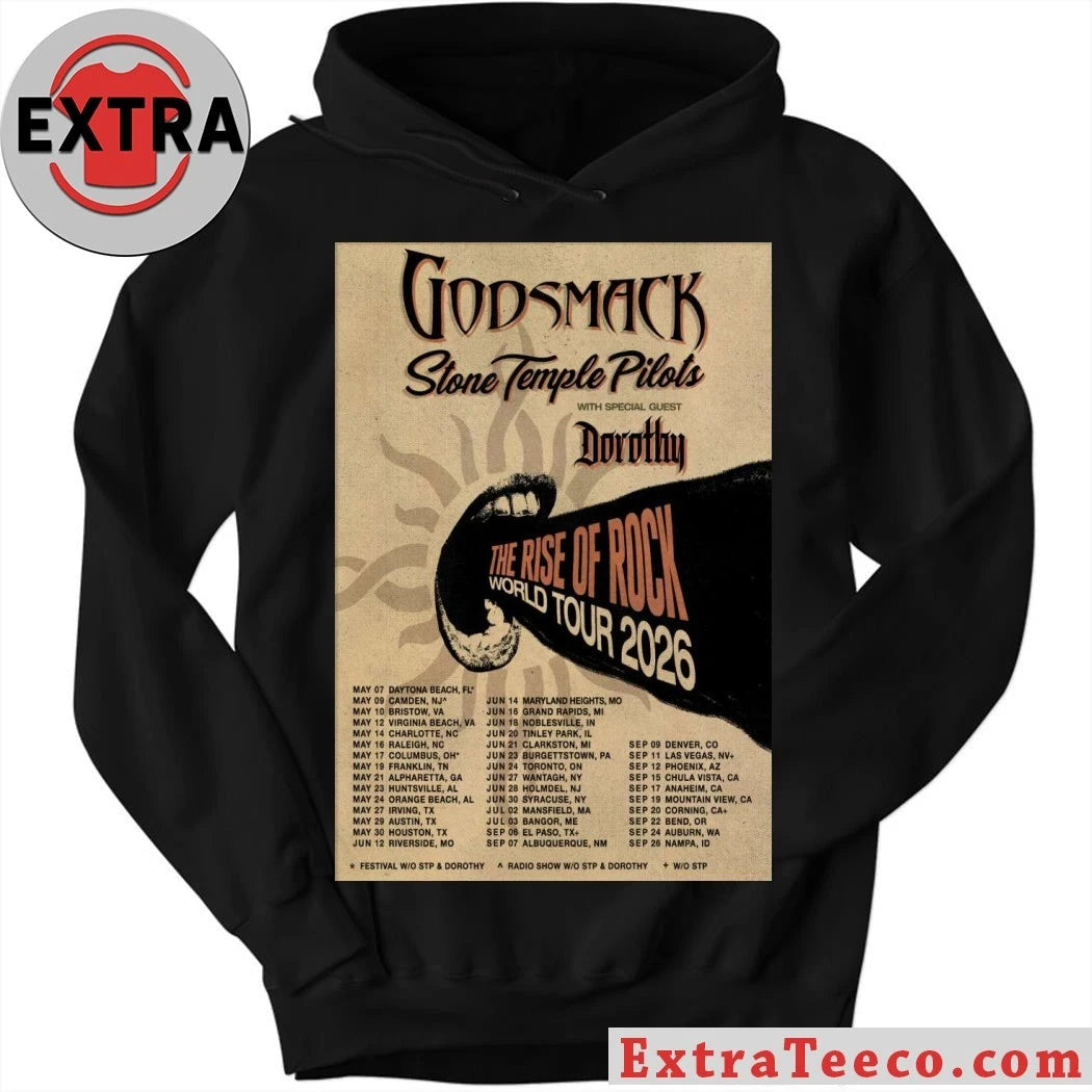 Official Poster Godsmack The Rise Of Rock World 2026 Shirt