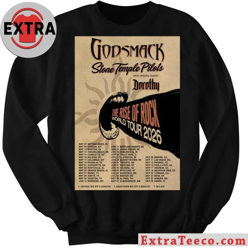 Official Poster Godsmack The Rise Of Rock World 2026 Shirt