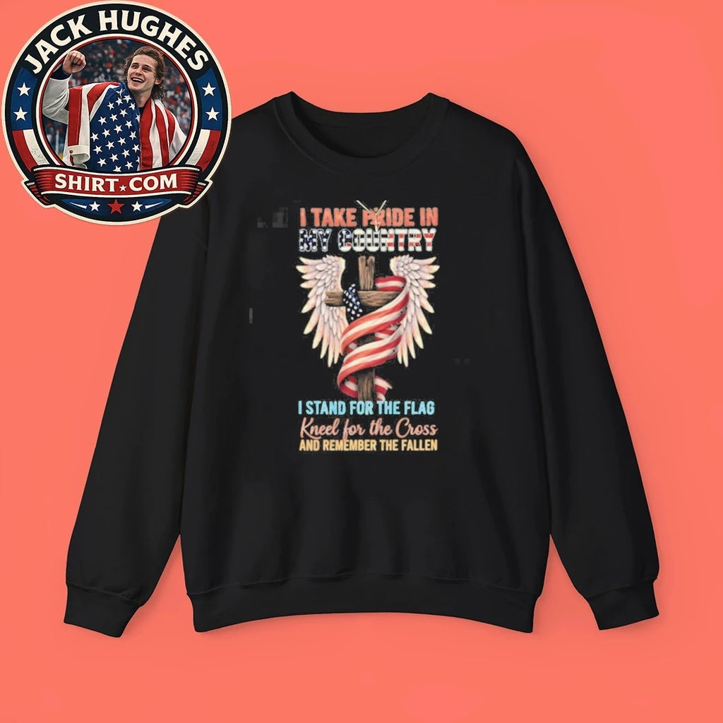 Official Pride In My Country Stand For Flag Kneel For Cross Wings Amp Eagle Shirt