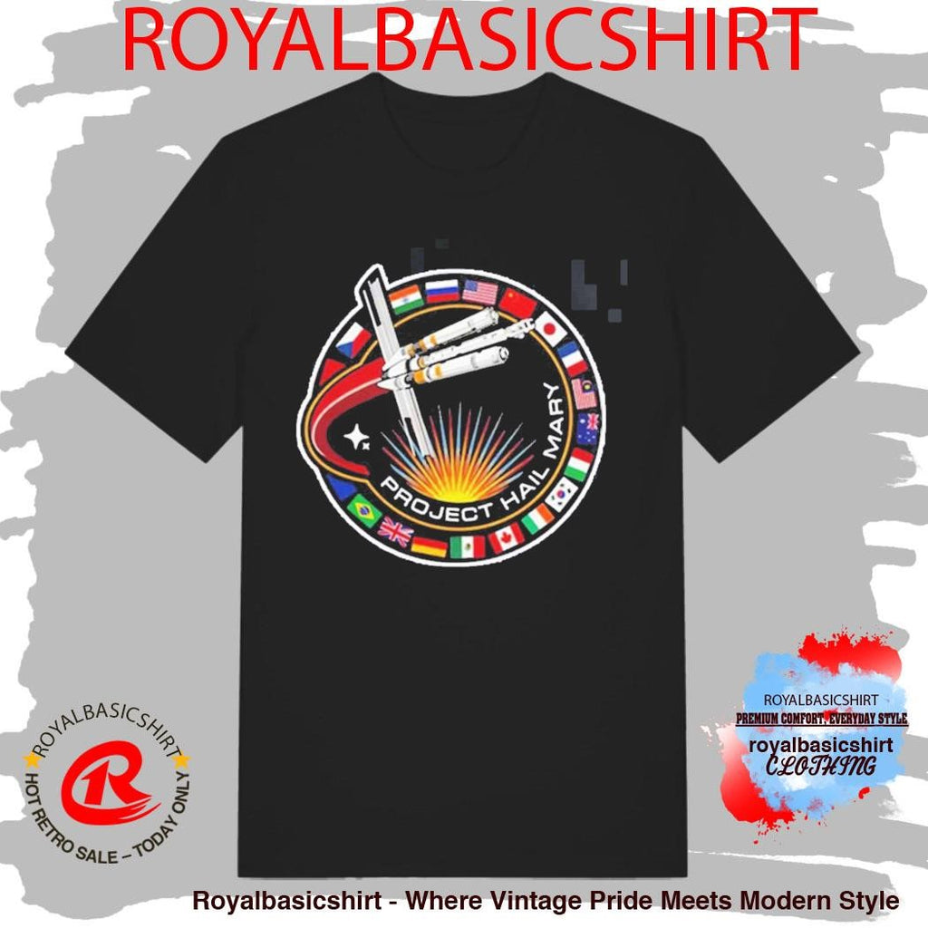 Official Project Hail Mary Spaceship With Nation Flags Mission Patch T-Shirt