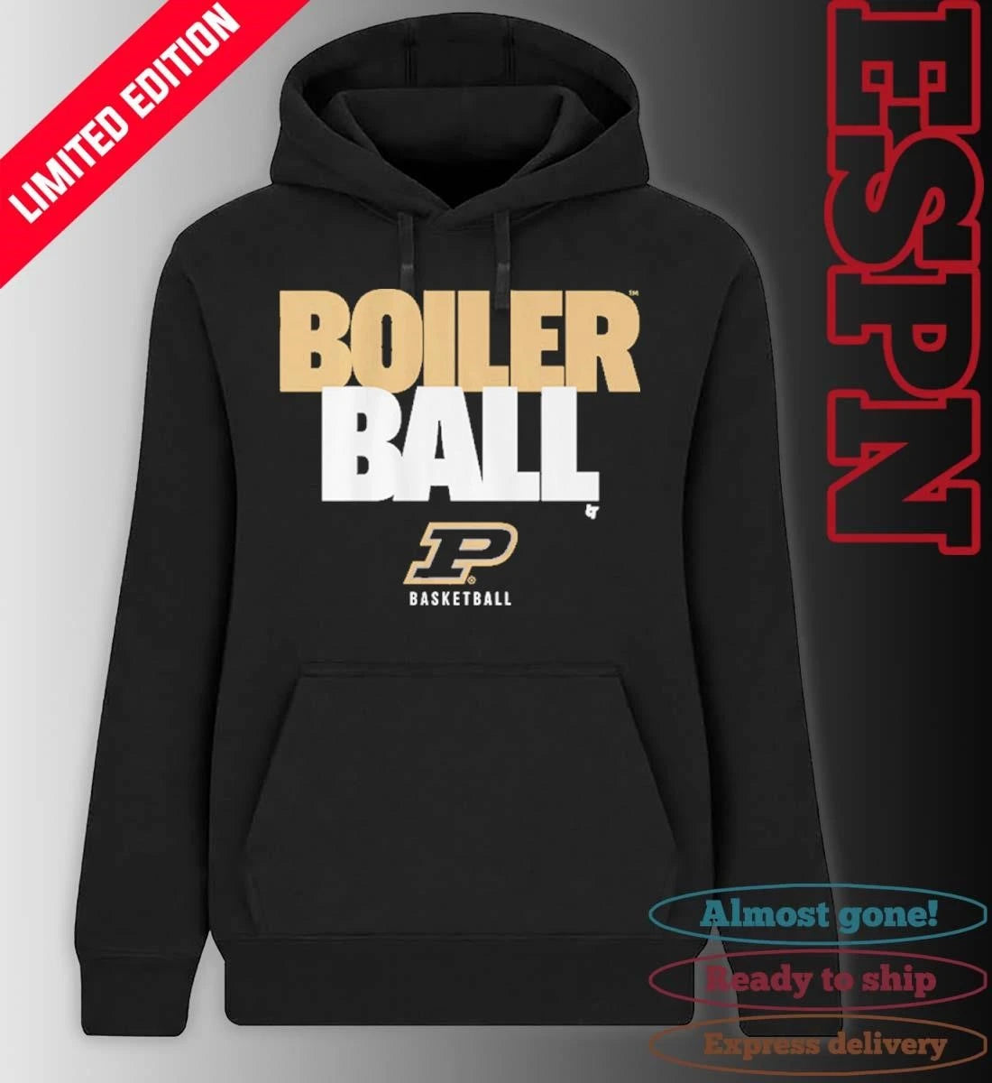 Official Purdue Basketball Boiler Ball Text Stack Shirt