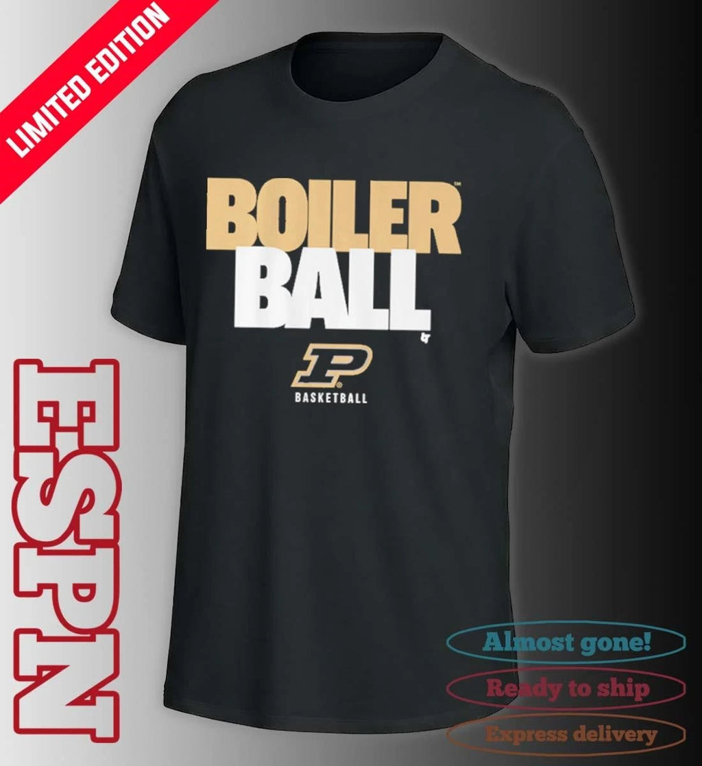 Official Purdue Basketball Boiler Ball Text Stack Shirt