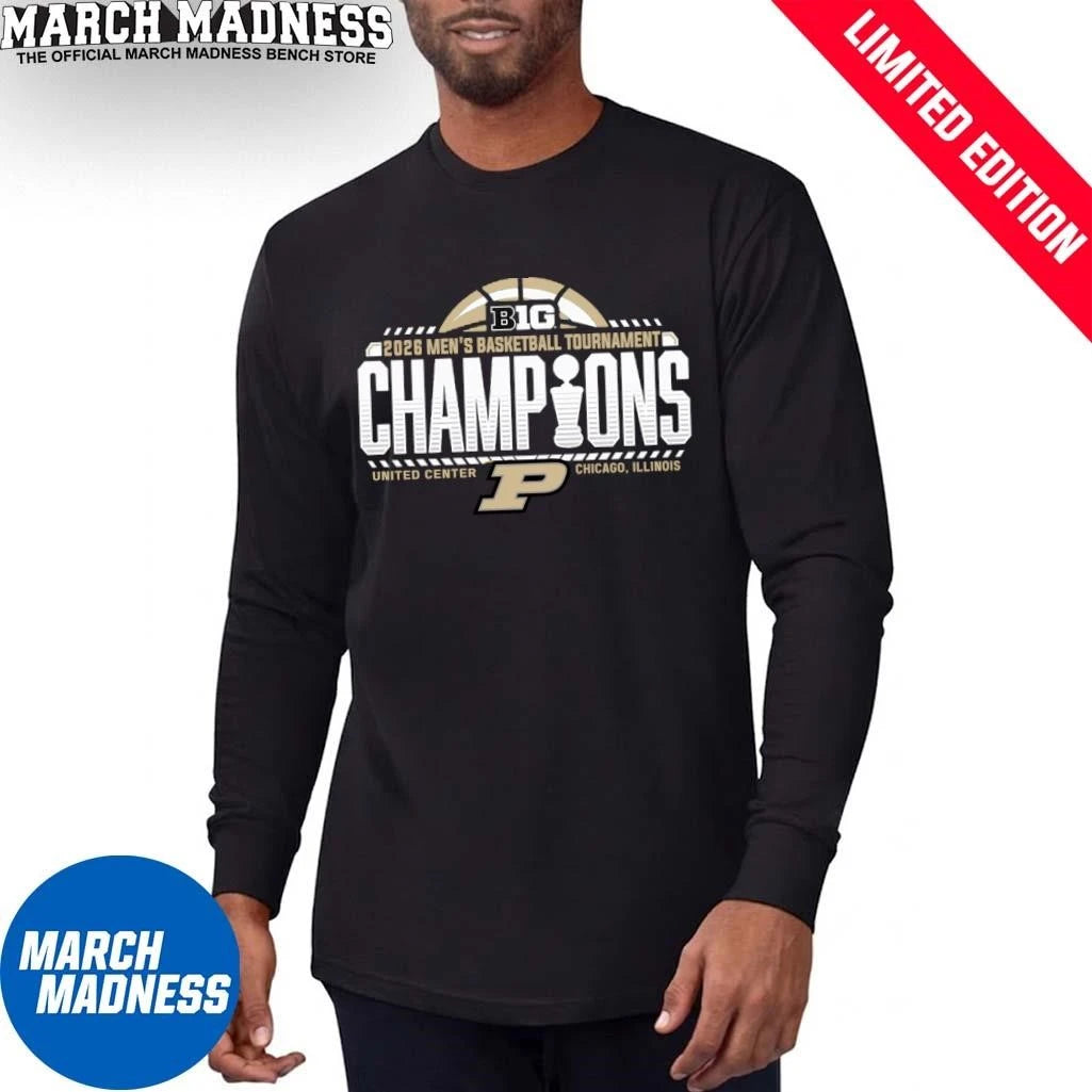Official Purdue Boilermakers 2026 Big Ten Men’s Basketball Conference Tournament Champions Locker Room T-Shirt