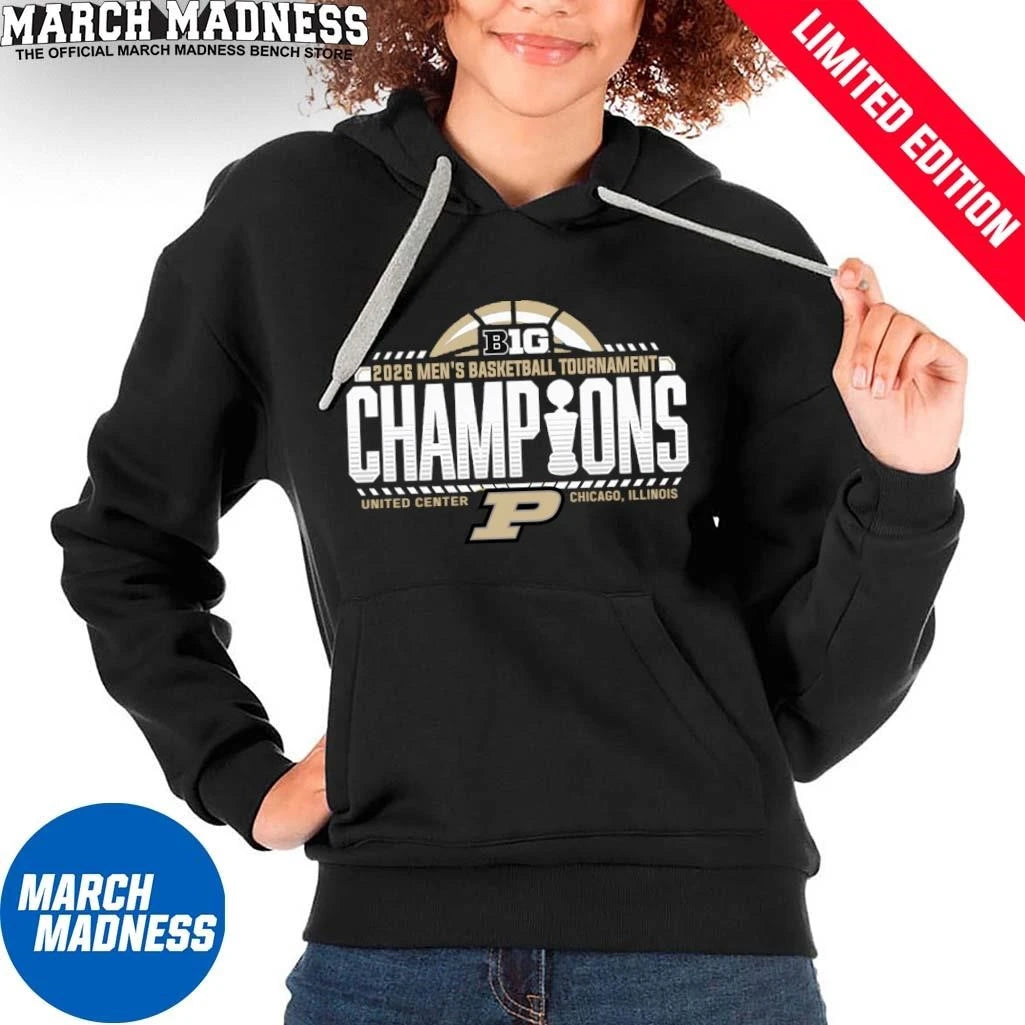 Official Purdue Boilermakers 2026 Big Ten Men’s Basketball Conference Tournament Champions Locker Room T-Shirt