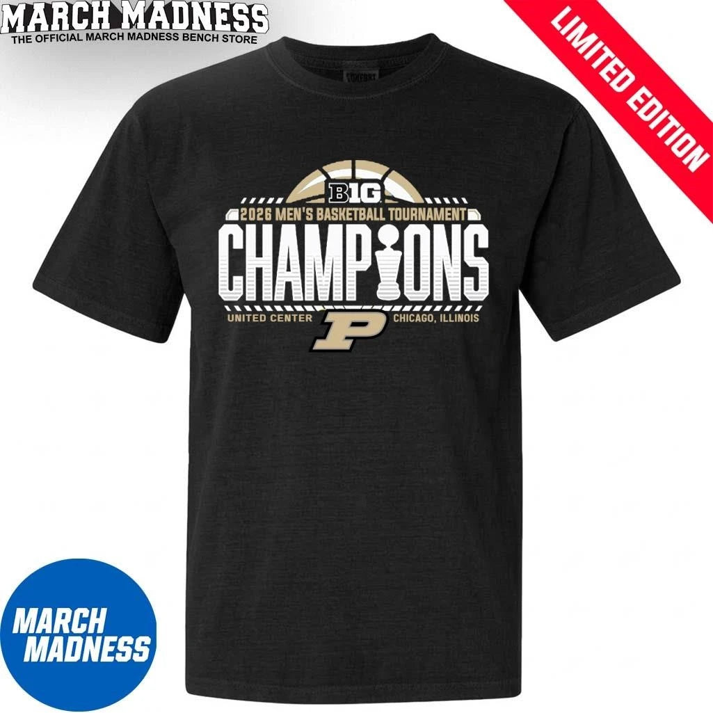Official Purdue Boilermakers 2026 Big Ten Men’s Basketball Conference Tournament Champions Locker Room T-Shirt