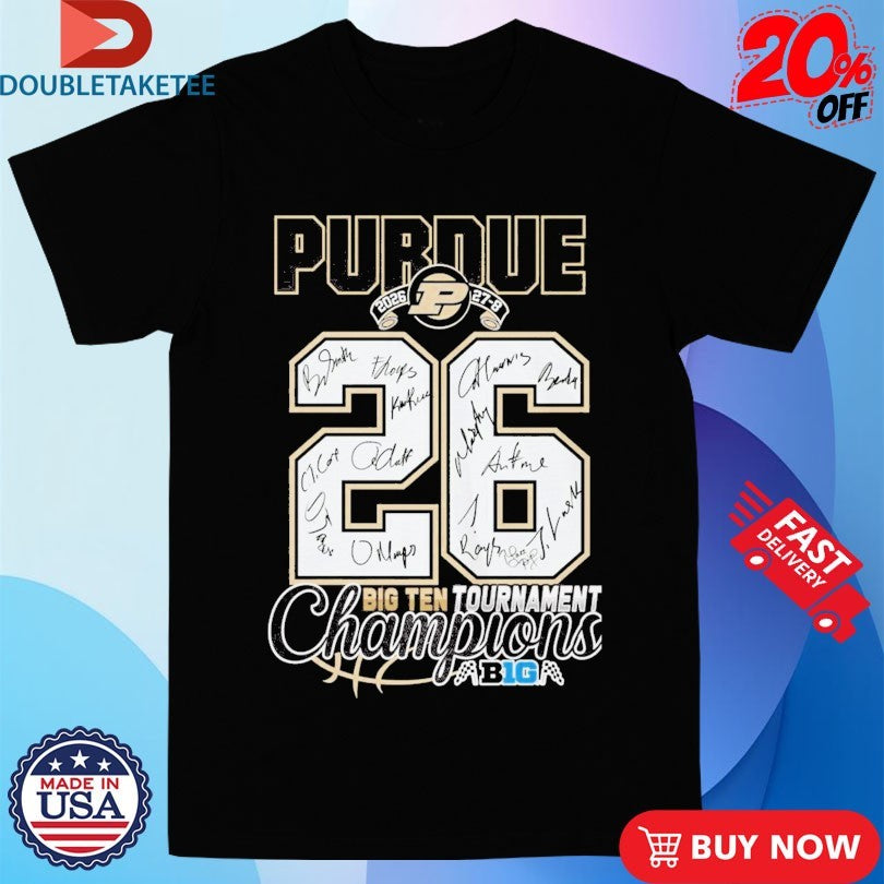 Official Purdue Boilermakers 2026 Big Ten Men’s Basketball Tournament Champions 27-8 Signatures Players Names Shirts