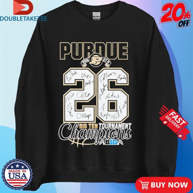 Official Purdue Boilermakers 2026 Big Ten Men’s Basketball Tournament Champions 27-8 Signatures Players Names Shirts