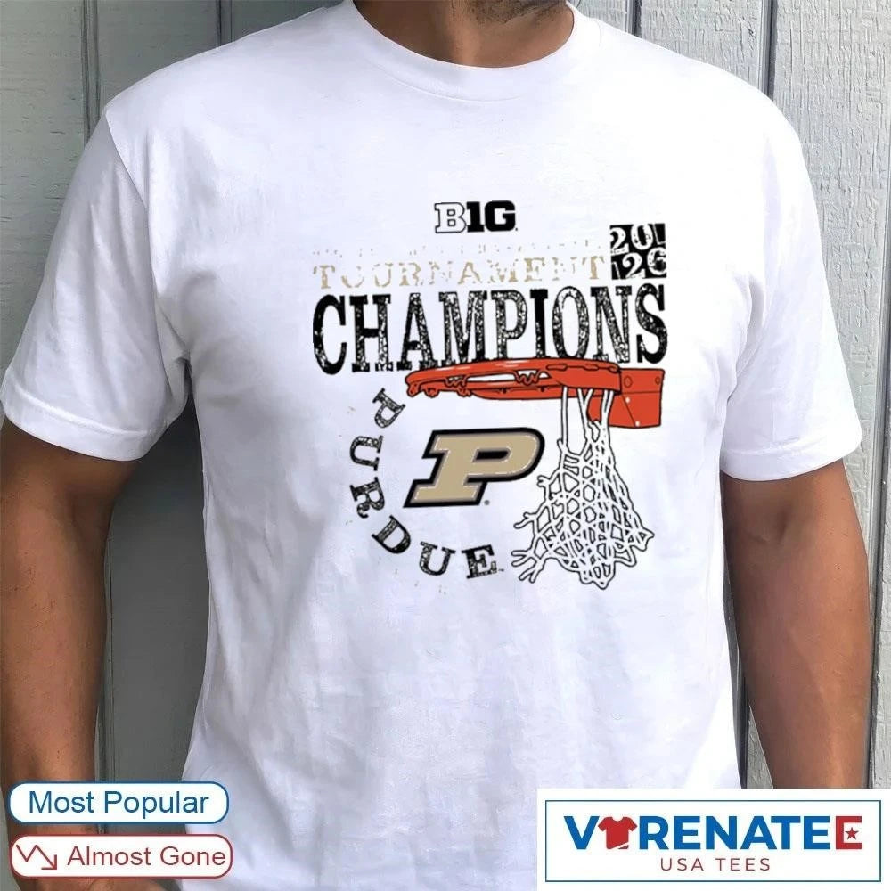 Official Purdue Boilermakers 2026 Big Ten Men’s Basketball Tournament Champions Cut Nets T-Shirt
