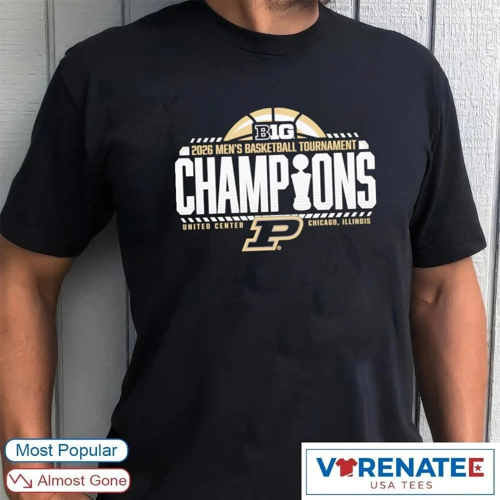 Official Purdue Boilermakers 2026 Big Ten Men’s Basketball Tournament Champions United Center Locker Room T-Shirt