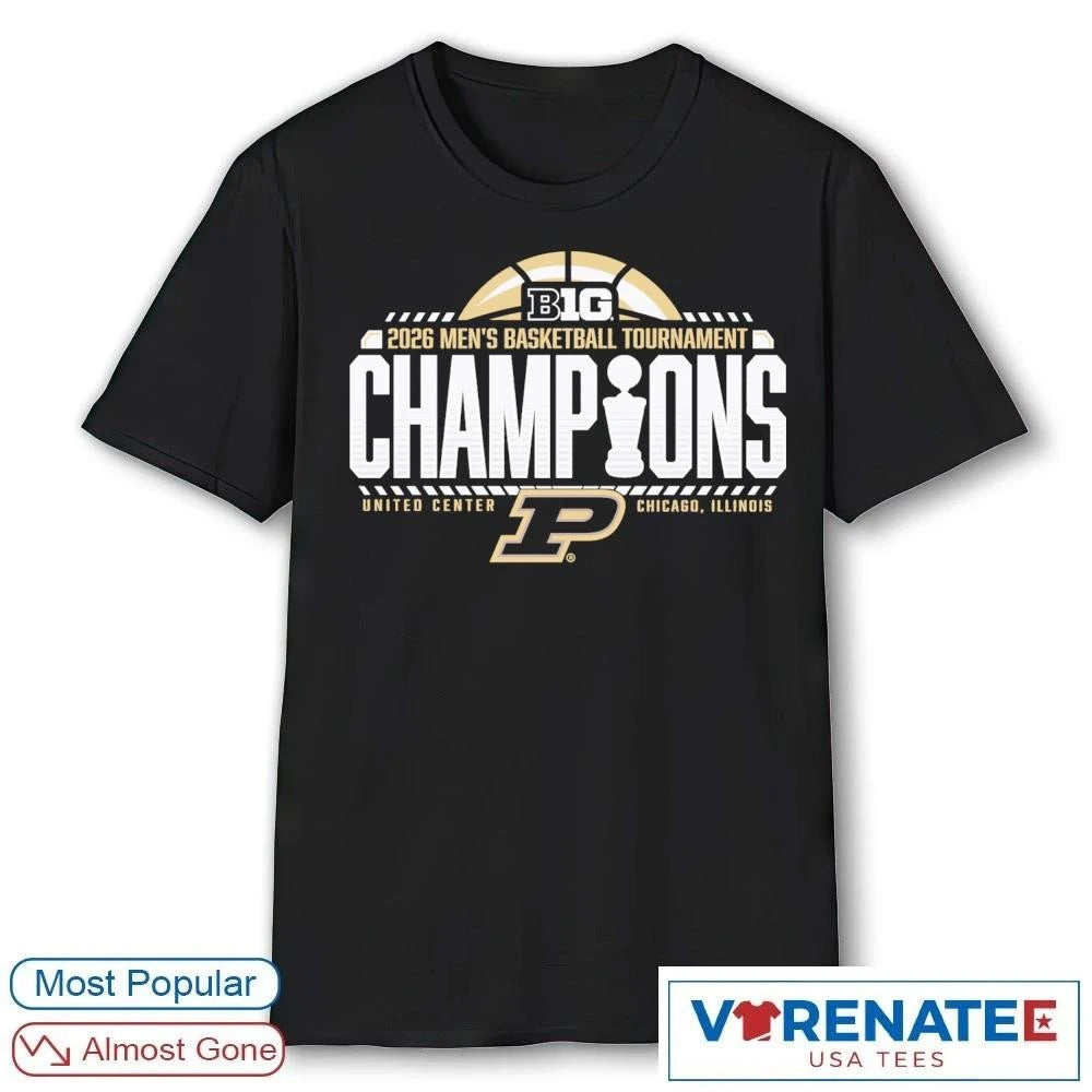 Official Purdue Boilermakers 2026 Big Ten Men’s Basketball Tournament Champions United Center Locker Room T-Shirt