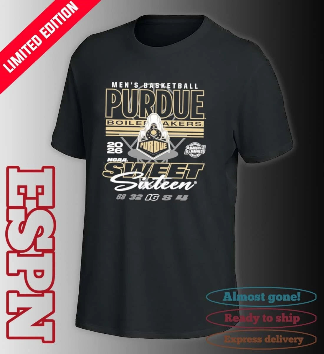 Official Purdue Boilermakers 2026 NCAA March Madness Sweet 16 Bound Net Shirt