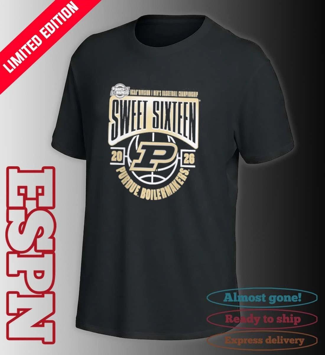 Official Purdue Boilermakers 2026 NCAA Men’s Basketball Tournament March Madness Sweet 16 T-Shirt