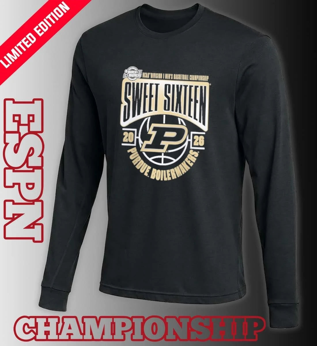 Official Purdue Boilermakers 2026 NCAA Men’s Basketball Tournament March Madness Sweet 16 T-Shirt