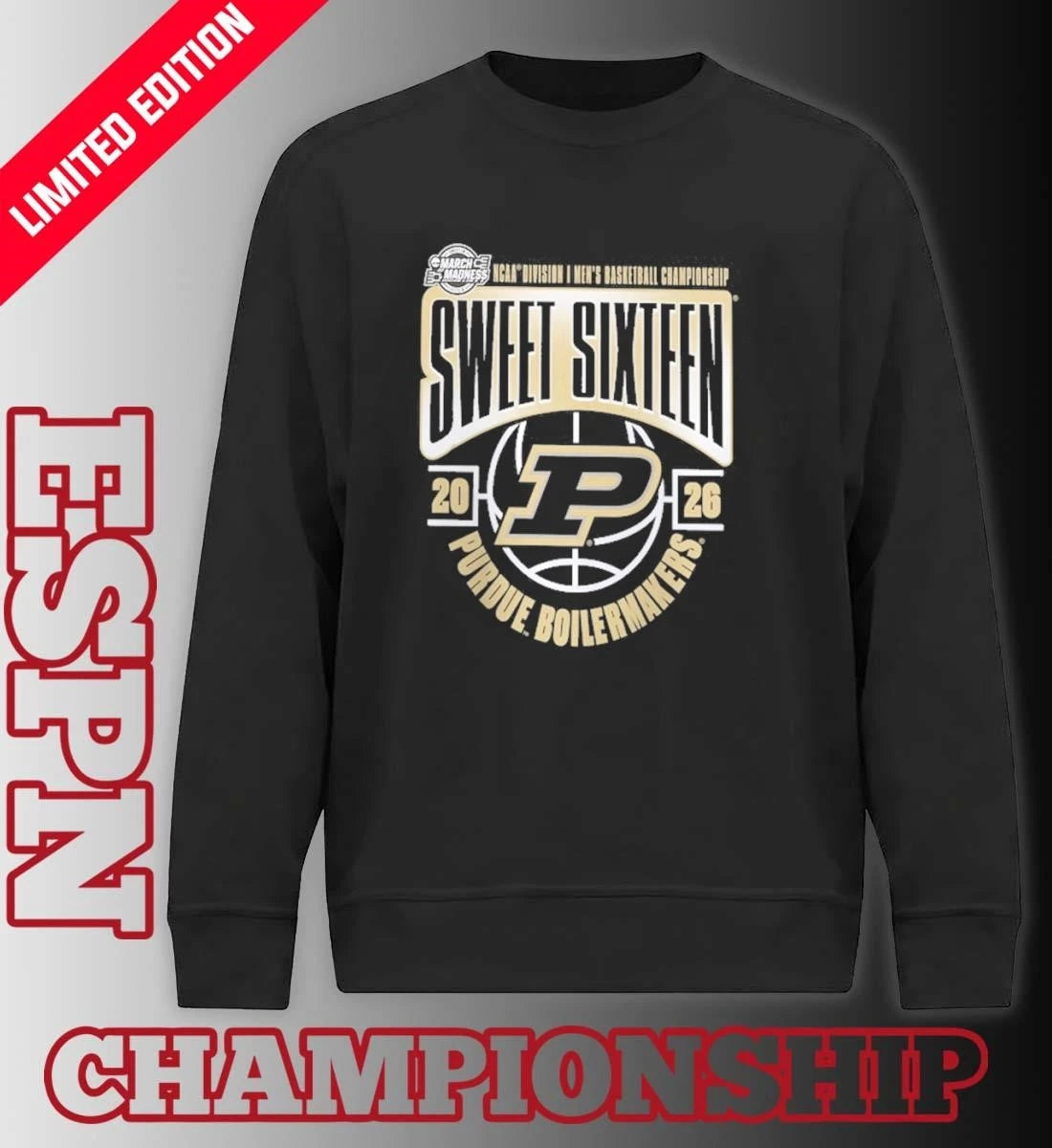 Official Purdue Boilermakers 2026 NCAA Men’s Basketball Tournament March Madness Sweet 16 T-Shirt