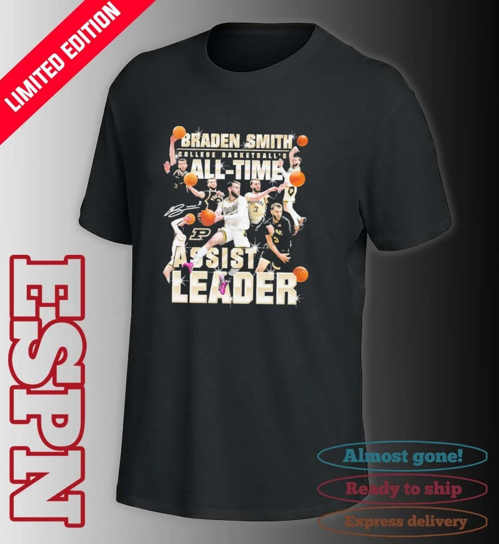 Official Purdue Boilermakers Men’s Basketball Braden Smith Assist Record Shirt