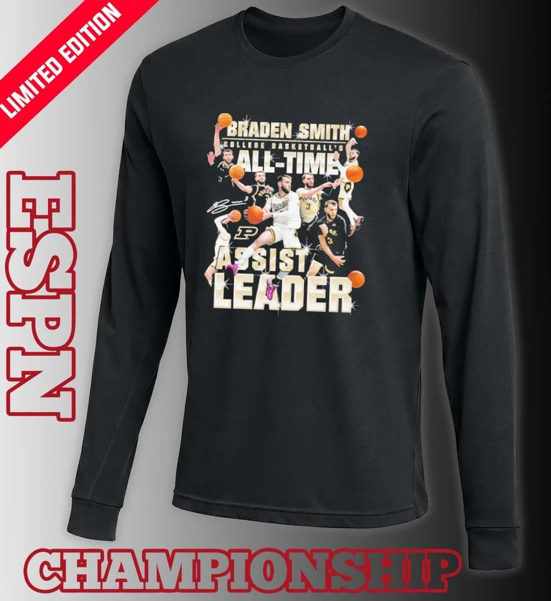 Official Purdue Boilermakers Men’s Basketball Braden Smith Assist Record Shirt