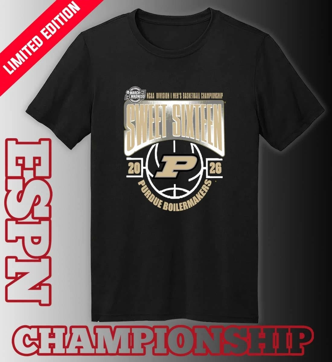 Official Purdue Boilermakers Sweet 16 NCAA DI Men’s Basketball Tournament March Madness 2026 T-Shirt