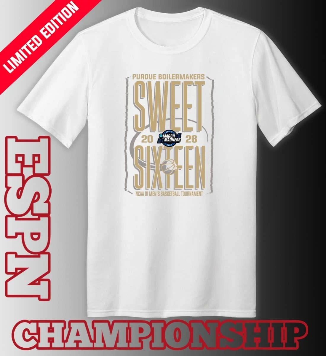 Official Purdue Boilermakers Sweet Sixteen 2026 NCAA DI Men’s Basketball Tournament T-Shirt
