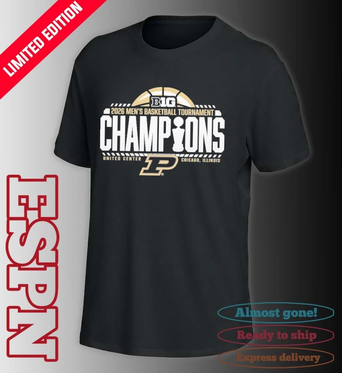 Official Purdue Men’s Basketball Big Ten Tournament Champions Official Locker Room T-Shirt