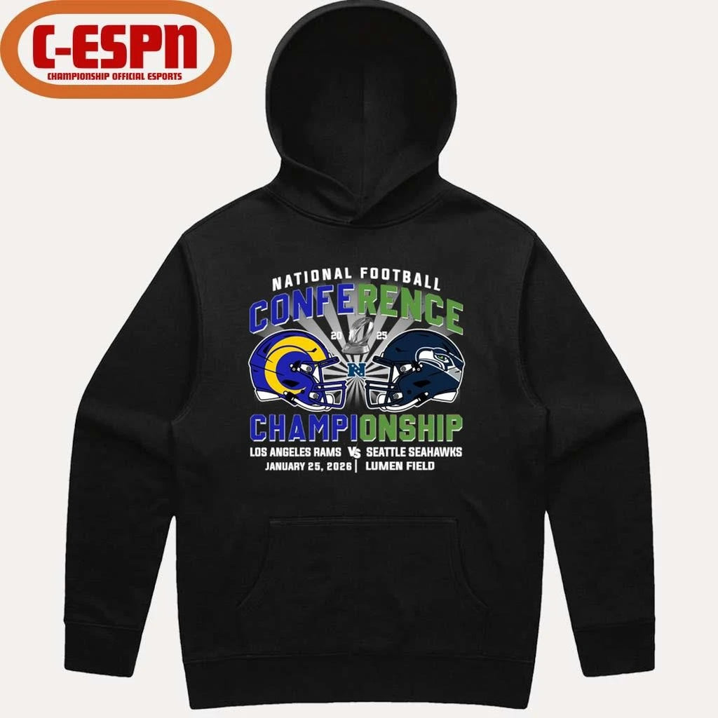 Official Rams Vs Seahawks NFC Conference Championship Duel Helmet T-Shirt
