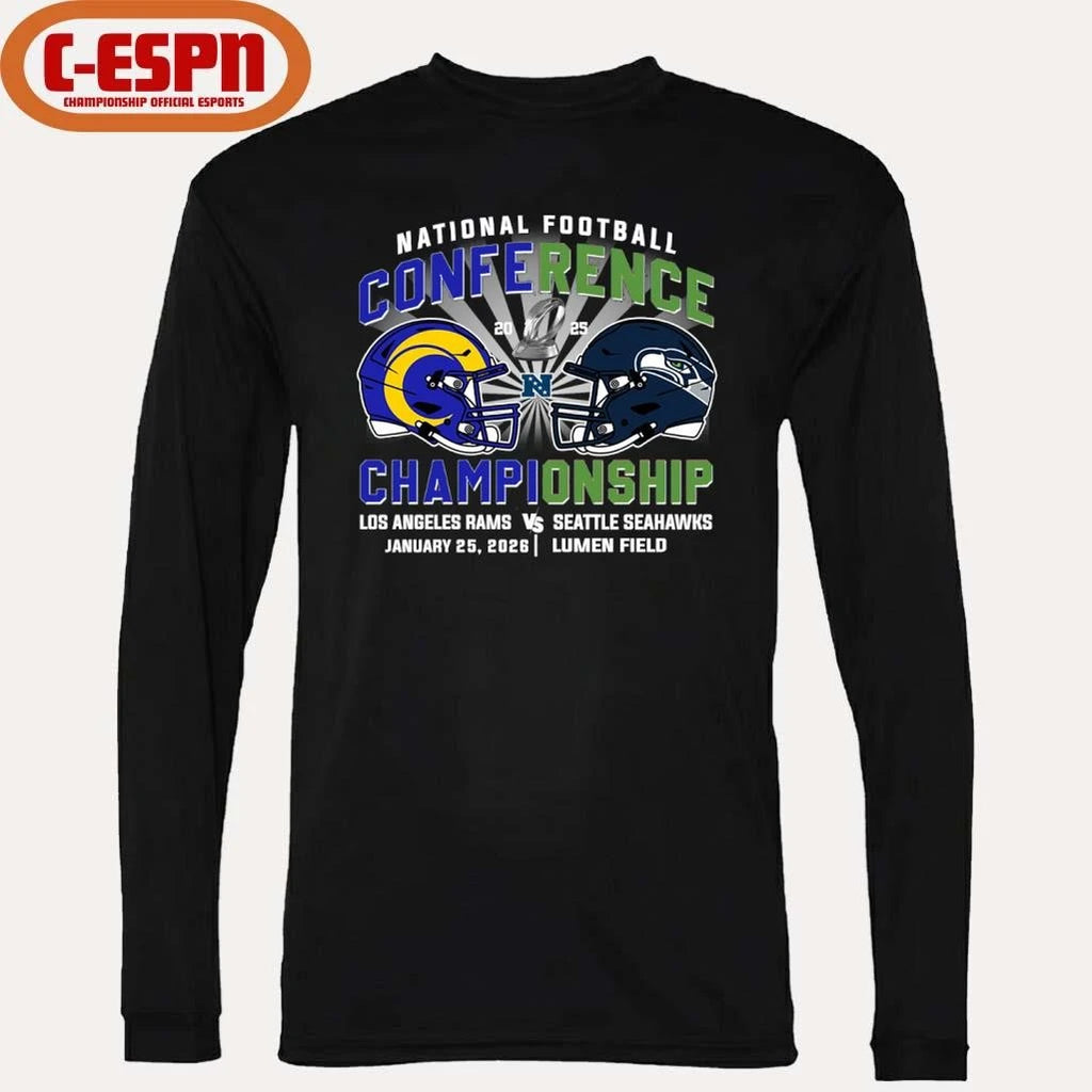 Official Rams Vs Seahawks NFC Conference Championship Duel Helmet T-Shirt