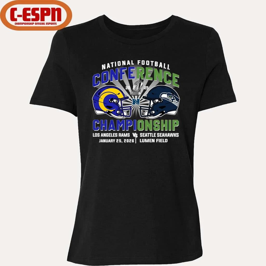 Official Rams Vs Seahawks NFC Conference Championship Duel Helmet T-Shirt