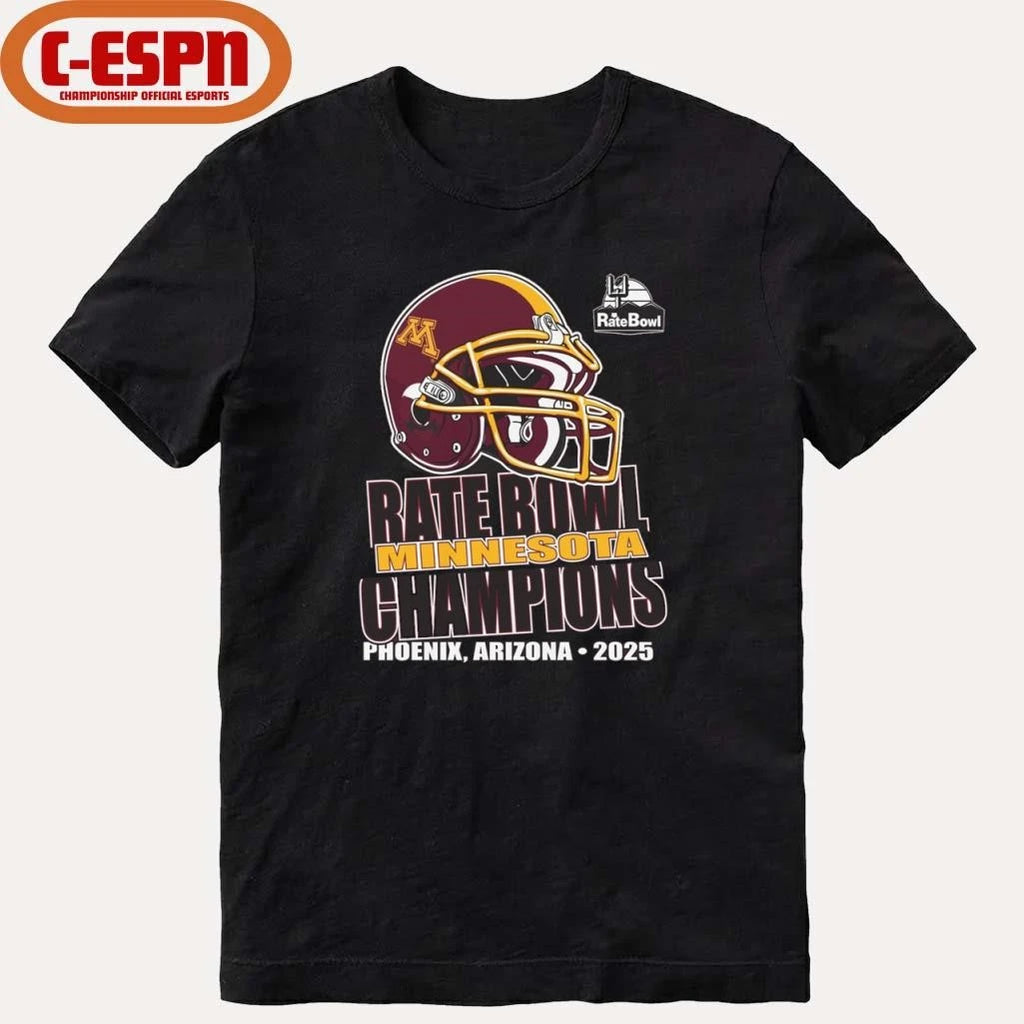 Official Rate Bowl 2025 University of Minnesota Golden Gophers Champions Shirt