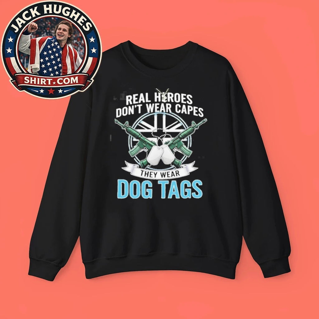 Official Real Heroes Don #8217 Wear Capes They Wear Dog Tags Military Shirt