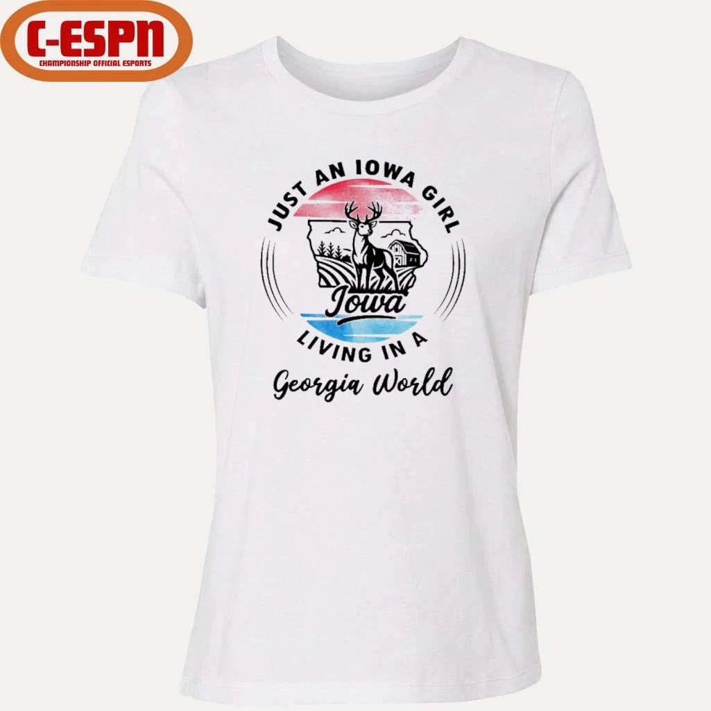 Official Reindeer Just An Iowa Girl Living In A Georgia World Shirt