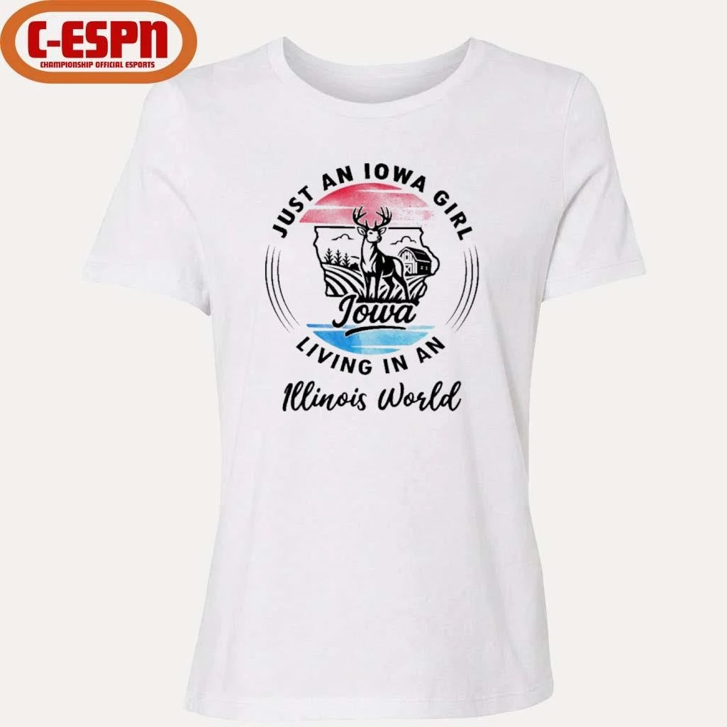 Official Reindeer Just An Iowa Girl Living In A Illinois World Shirt