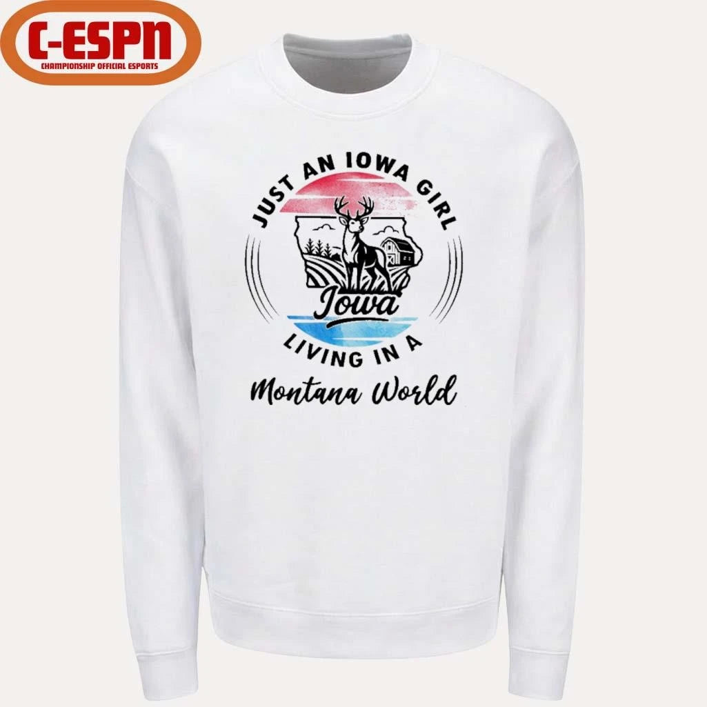 Official Reindeer Just An Iowa Girl Living In A Montana World Shirt