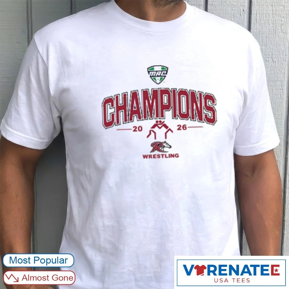Official Rider Broncs MAC 2026 Wrestling Champions Logos T-Shirt