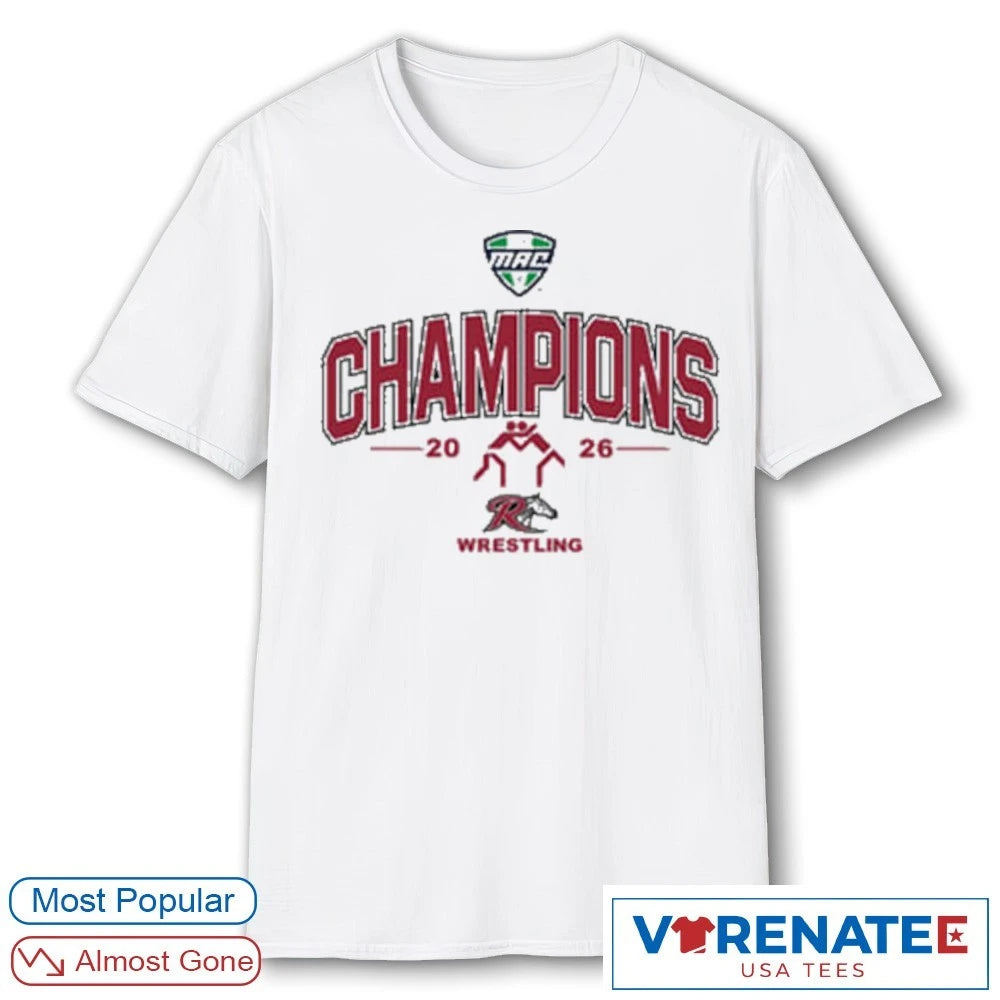 Official Rider Broncs MAC 2026 Wrestling Champions Logos T-Shirt