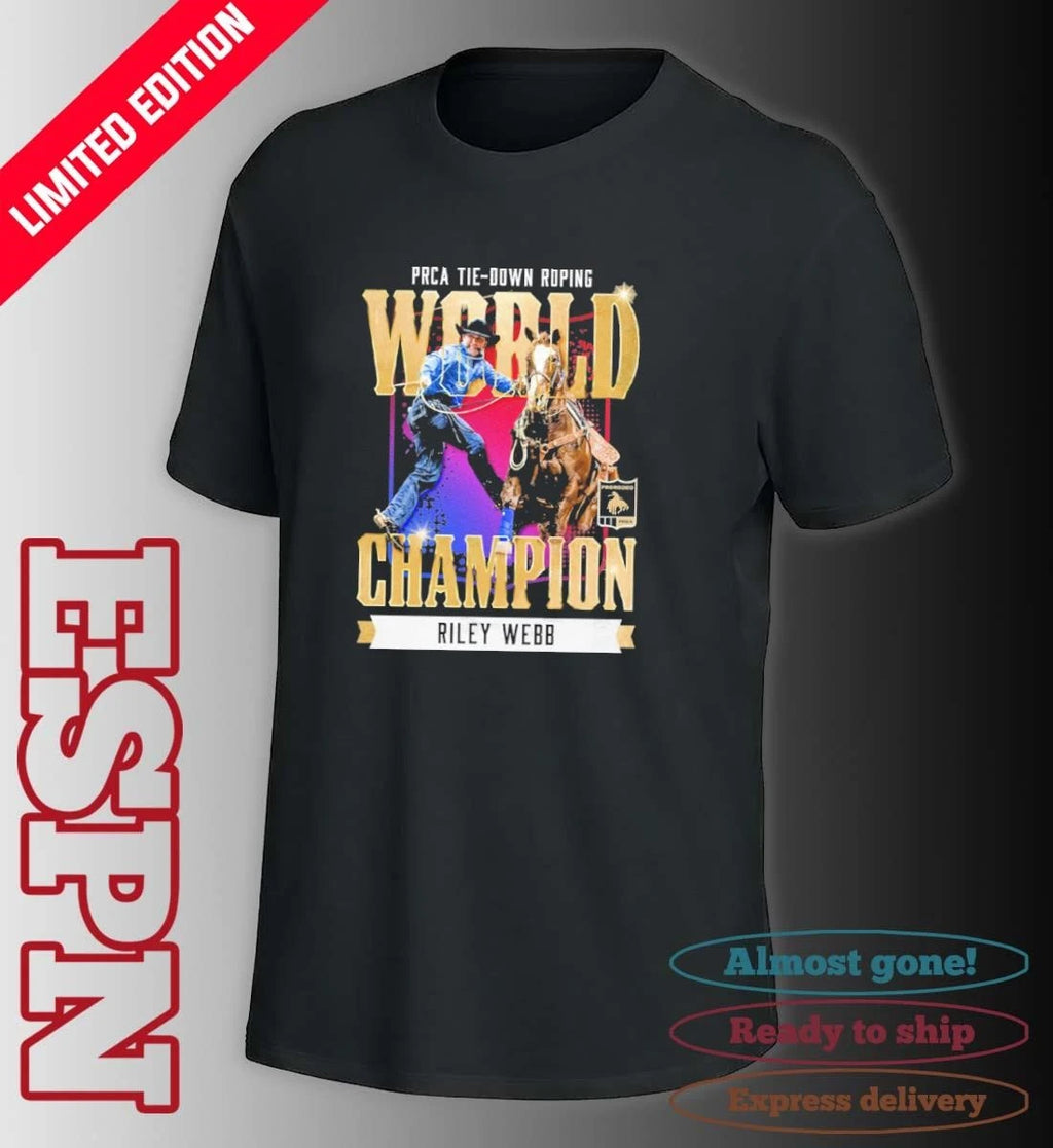 Official Riley Webb NFR 2025 Tie Down Champion T-Shirt