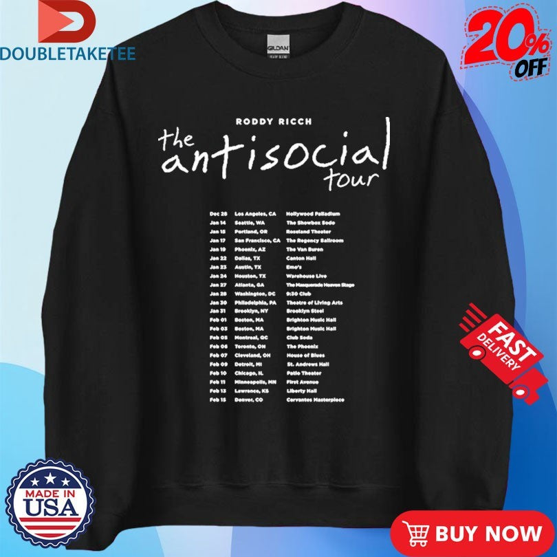 Official Roddy Ricch The Antisocial Tour Shirts
